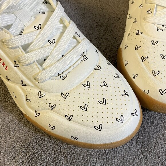 Skechers Street Sneakers Womens Size 8.5 White Hearts James Goldcrown Nib - Picture 3 of 12